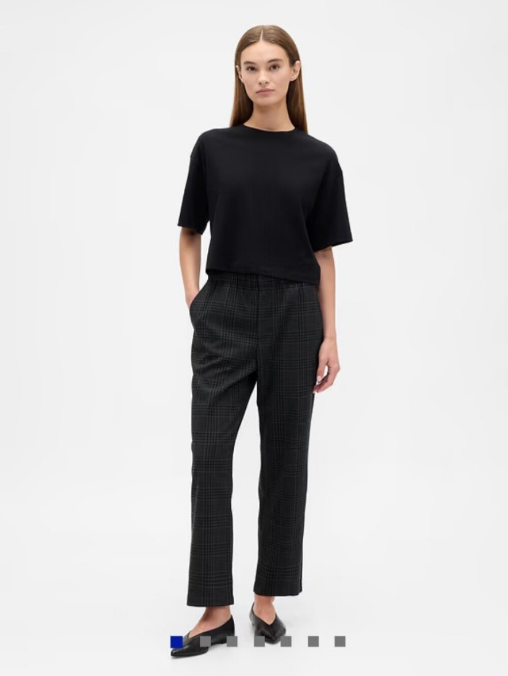 Gap High Rise Straight Leg Pants, Gray Plaid